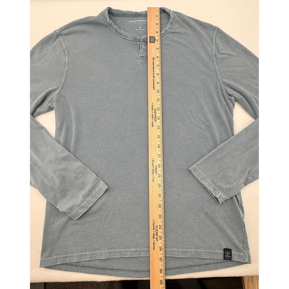 Lucky Brand Mens Henley Shirt Medium Blue Long Sleeve Casual Cotton Top - Picture 5 of 8